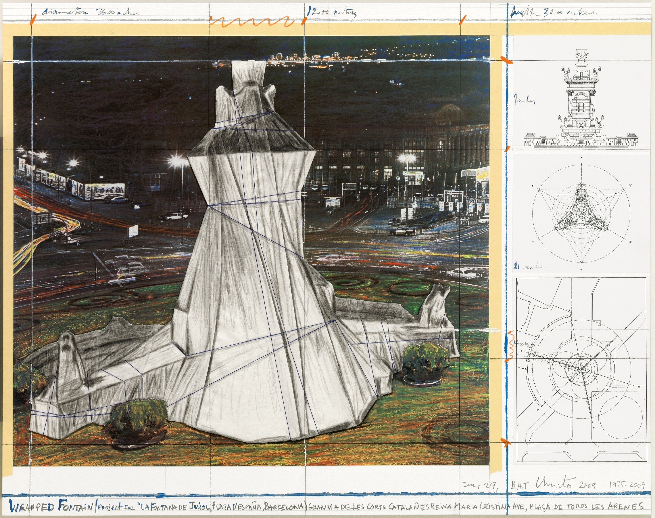 Christo Wrapped Fountain, Proyecto para La Fontana de Jujol (Plaza de España – Barcelona)